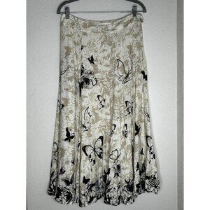 Soft Surroundings Maxi Skirt Womens Petite Medium Butterfly Floral Rayon PM Boho